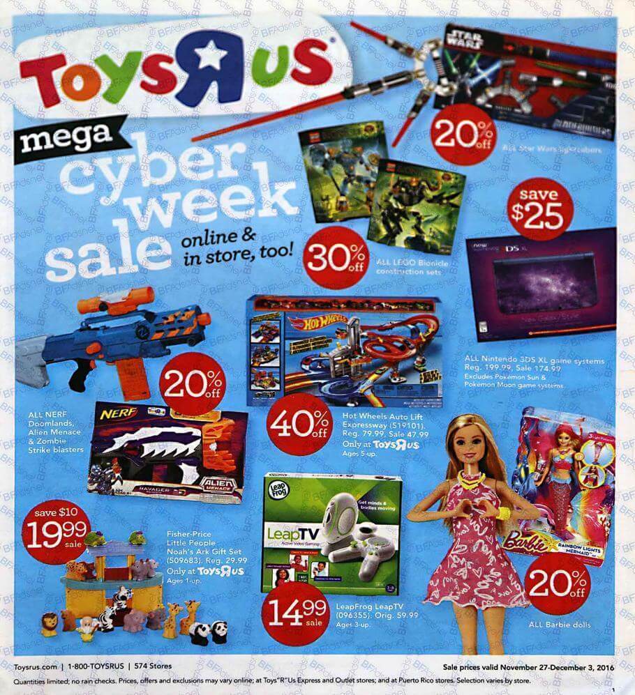 Toys R Us Cyber Monday 2016 Ad