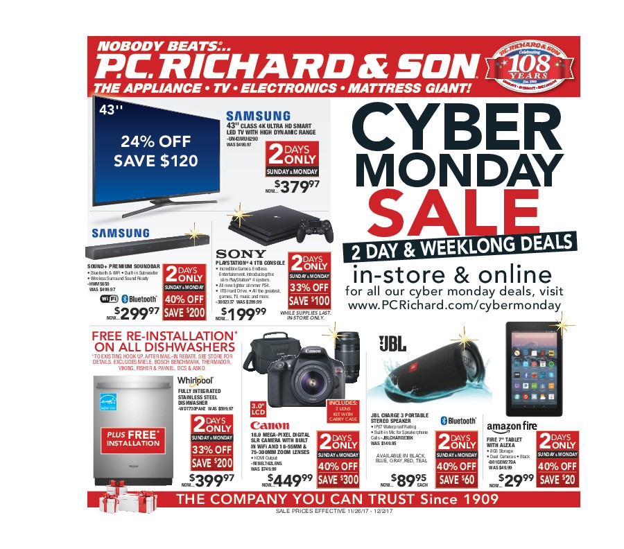 PC Richard & Son Cyber Monday Ad 2017 - What Stores Participate In Sony Black Friday Sale