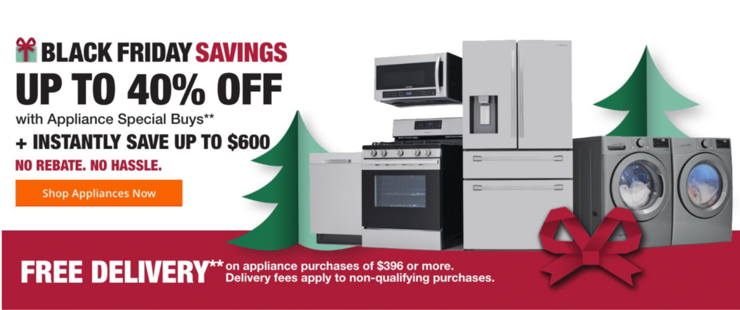 Home Depot Black Friday Appliance Savings Ad 2019