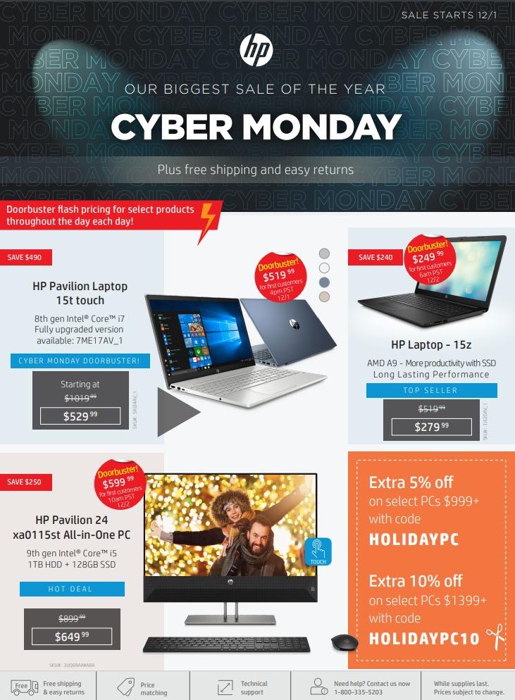 HP Cyber Monday Sales Ad 2019