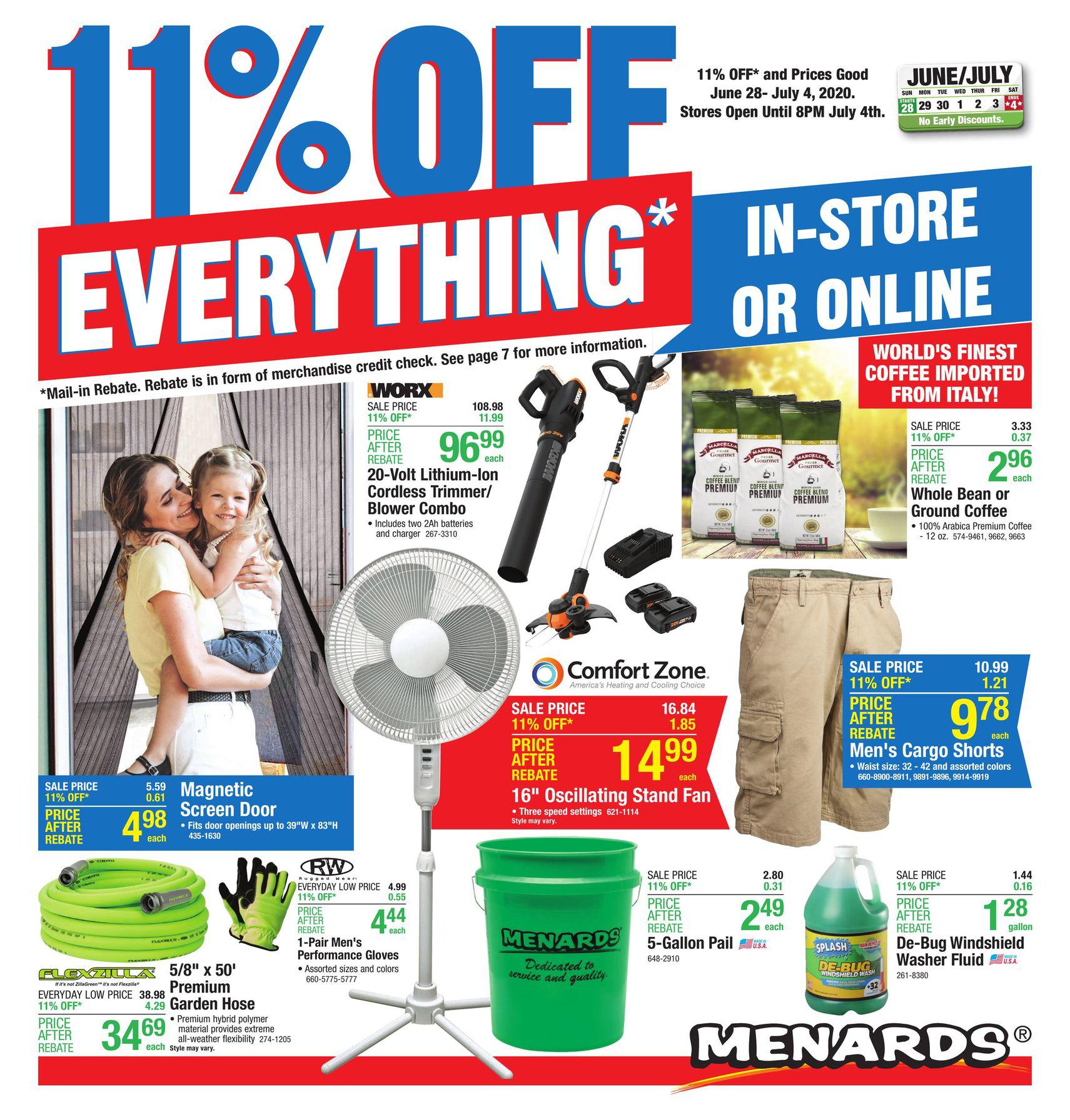 Menards Weekly Ad June 28 - July 4, 2020. July 4t Sale!
