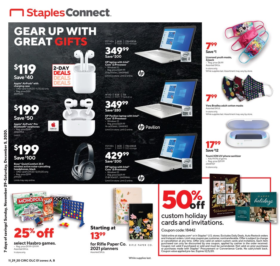Staples Cyber Week Sales Ad 2020