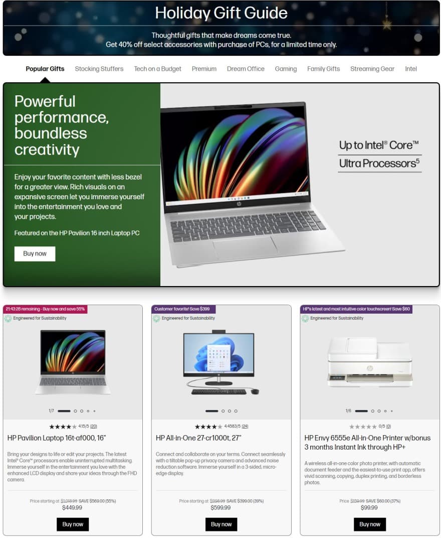 HP Holiday Gift Guide Deals 2024