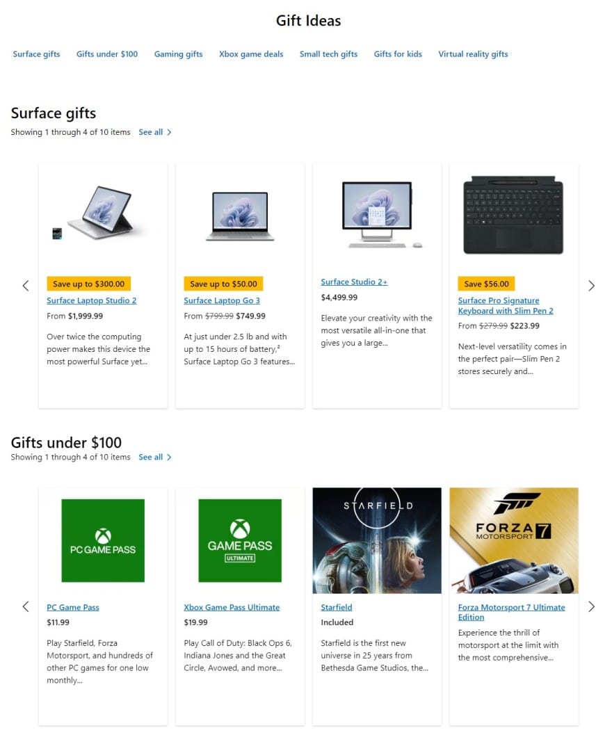 Microsoft Store Holiday Gift Guide 2024