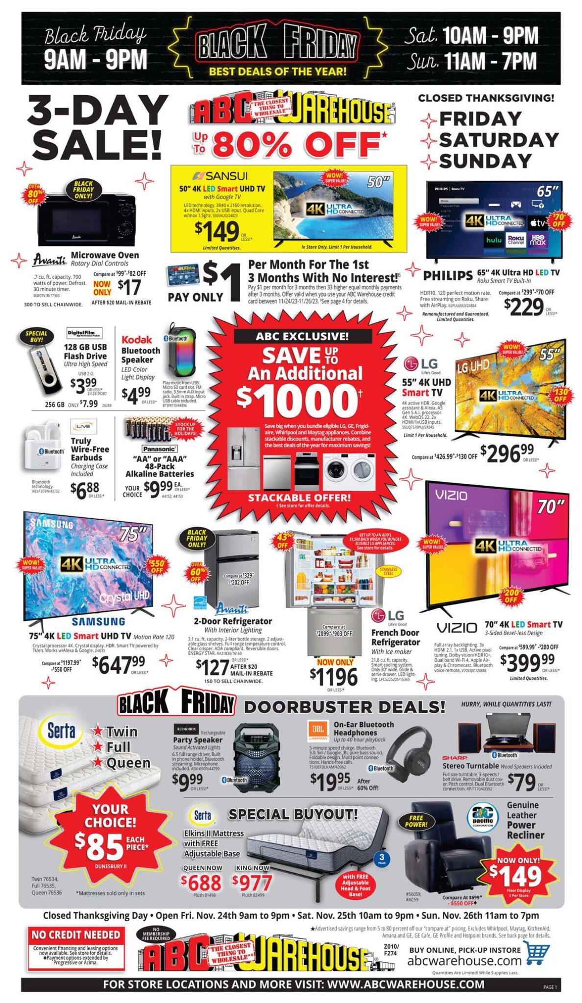 ABC Warehouse Black Friday Ad Sale 2023