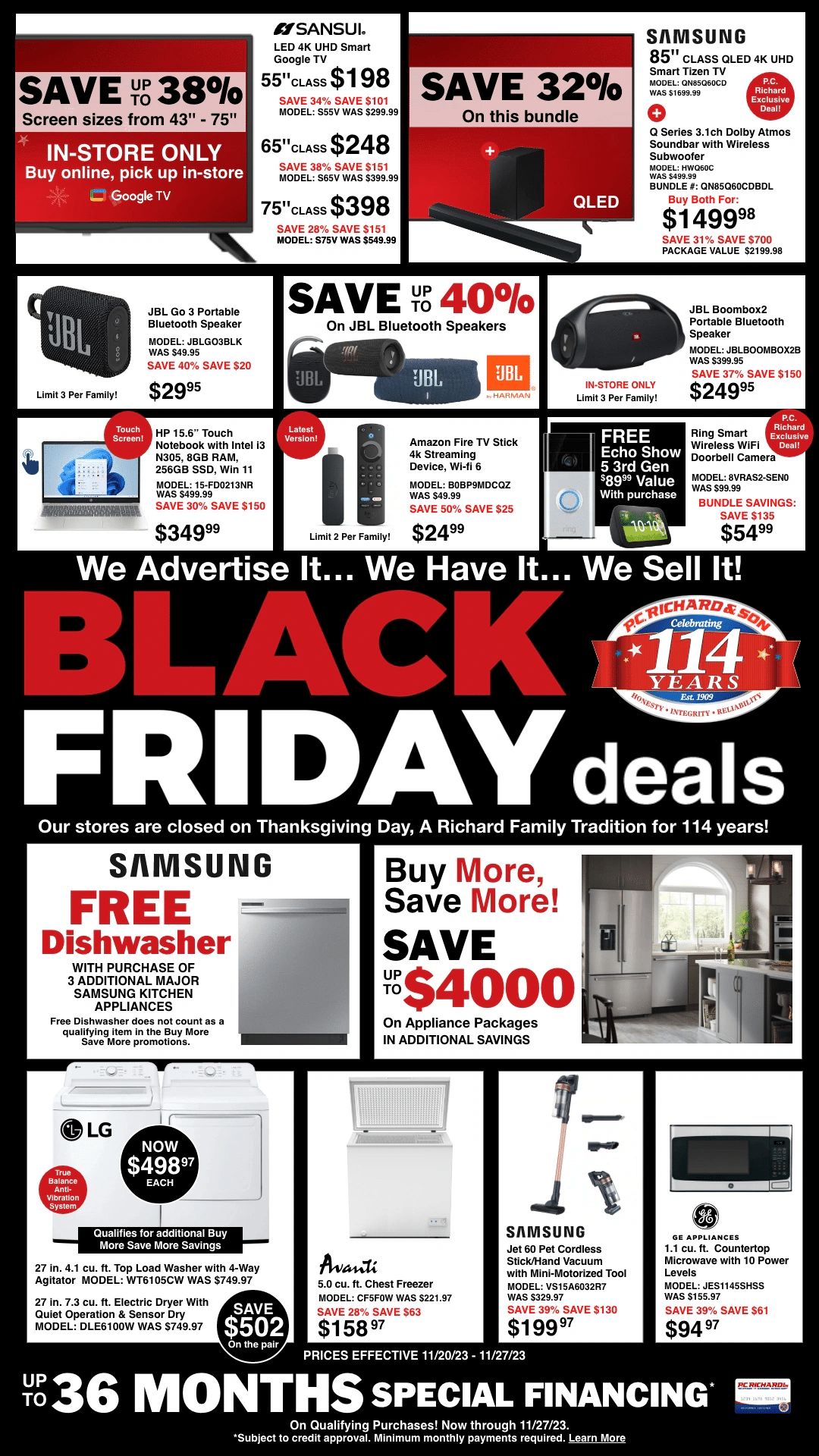 P.C. Richard & Son Black Friday 2023 Ad Sale