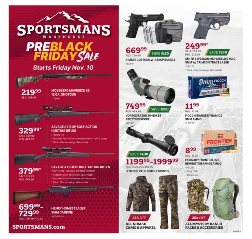 Sportsman’s Warehouse Pre-Black Friday Ad Sale 2023