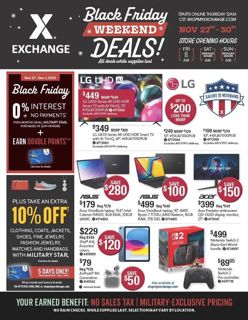 AAFES - Exchange Black Friday Ad Sale 2025