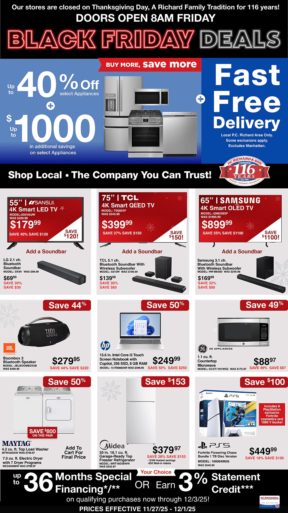 PC Richard & Son Black Friday Ad Sale 2025