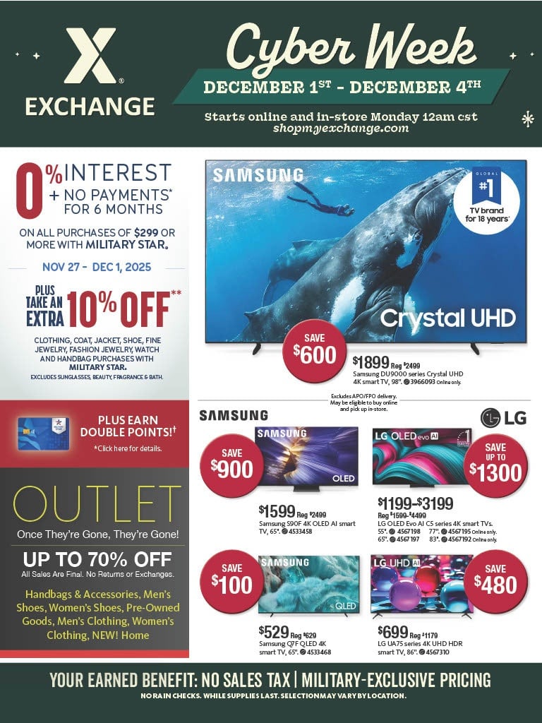 AAFES Exchange Cyber Week Deals 2025