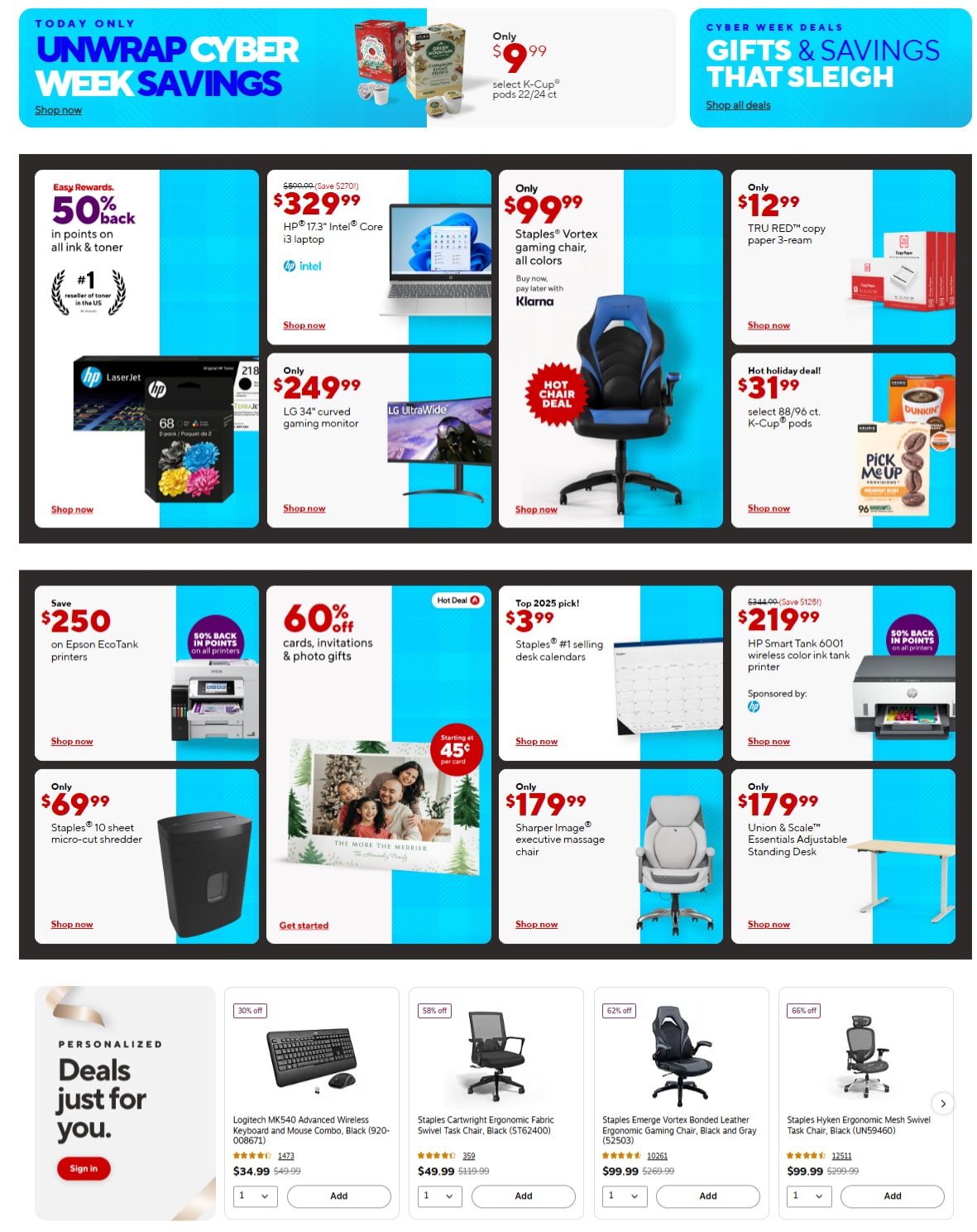Staples Cyber Week Sales Ad 2024