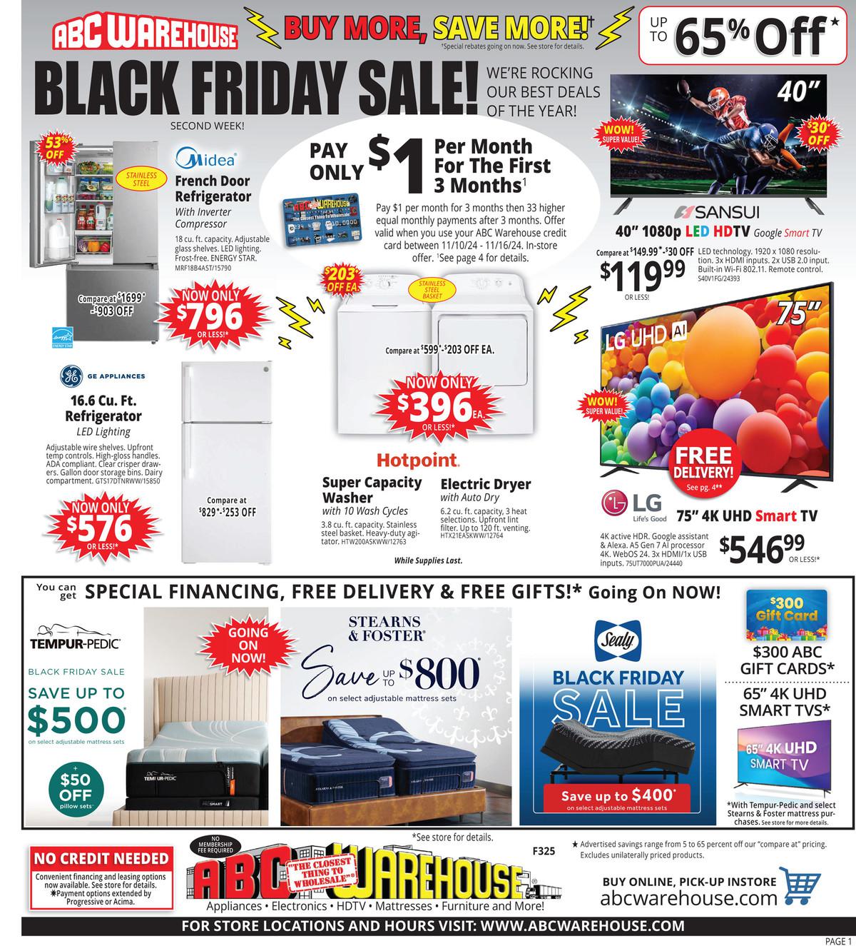 ABC Warehouse Early Black Friday Ad Sale 2024